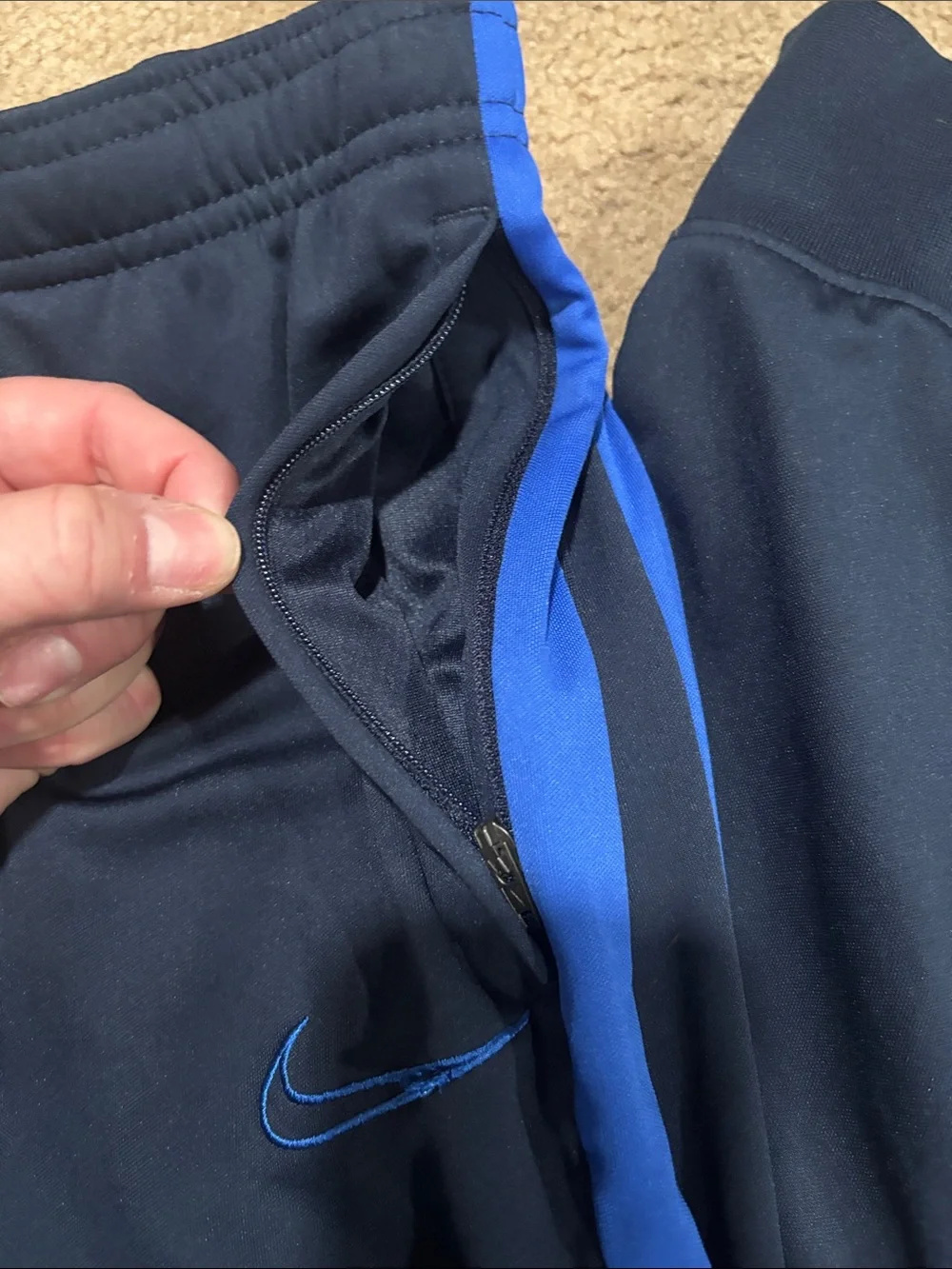 Nike Kids Navy Joggers with Royal Blue Side Stripe